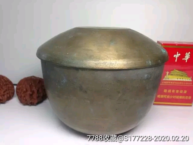 朝鲜李朝带盖老铜碗圈款高丽大铜碗0