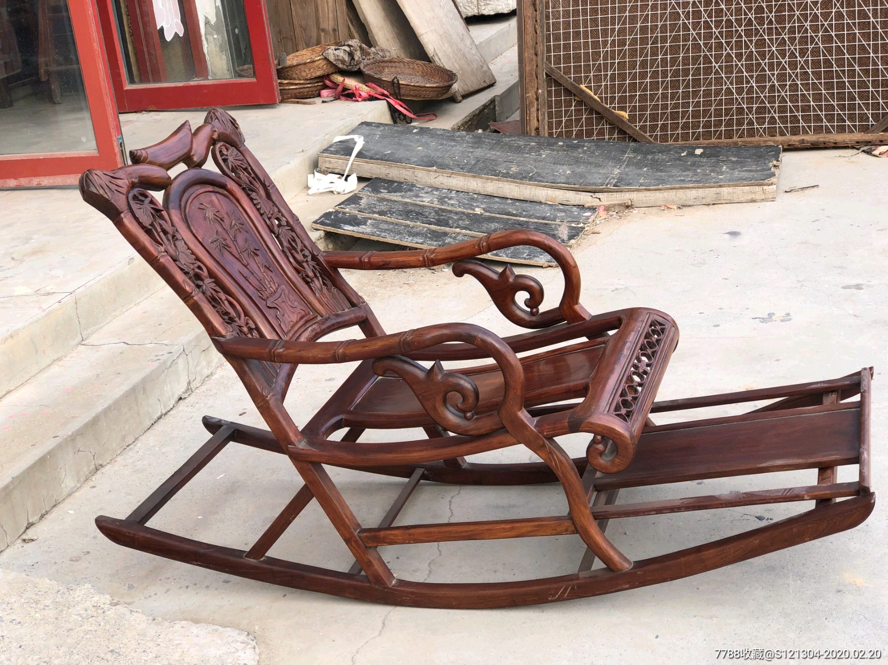 摇椅老红木八十年代纯手工制品古典家具老家具