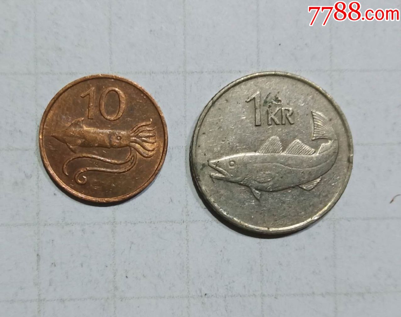冰岛硬币2枚旧品外国钱币