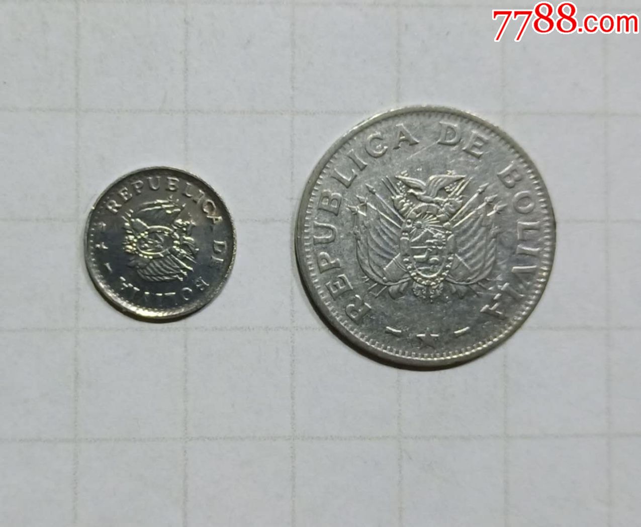 玻利维亚硬币2枚旧品外国钱币
