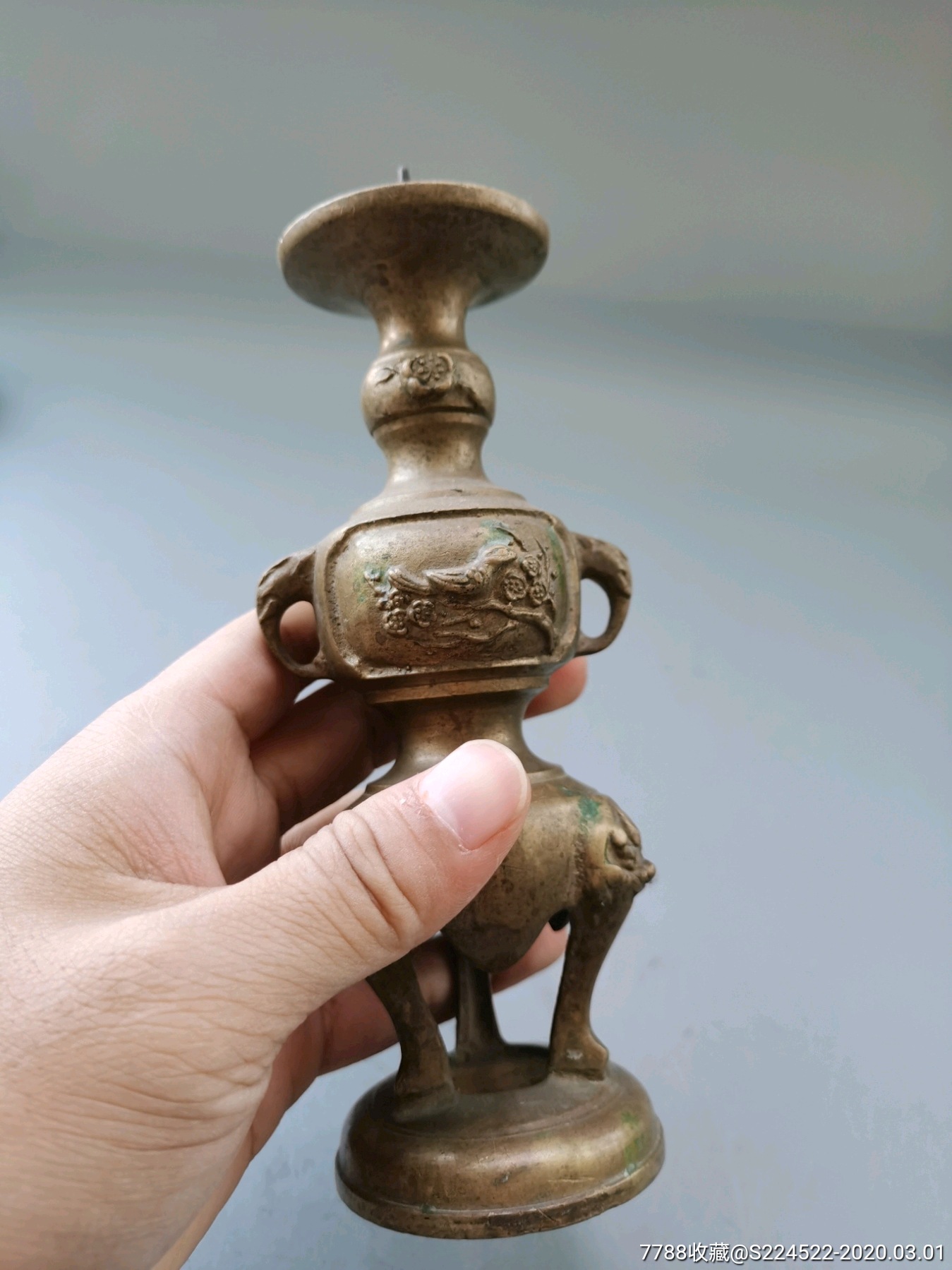 民国花鸟铜烛台