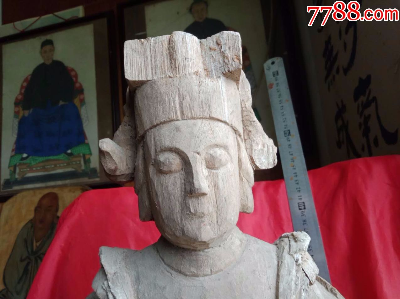 50厘米高,香樟木,纯手工雕刻人物妈祖神像菩萨,小瑕疵_木佛像/人像
