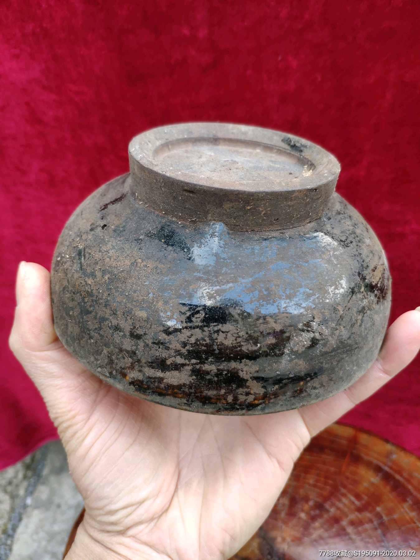 清代黑釉老陶碗