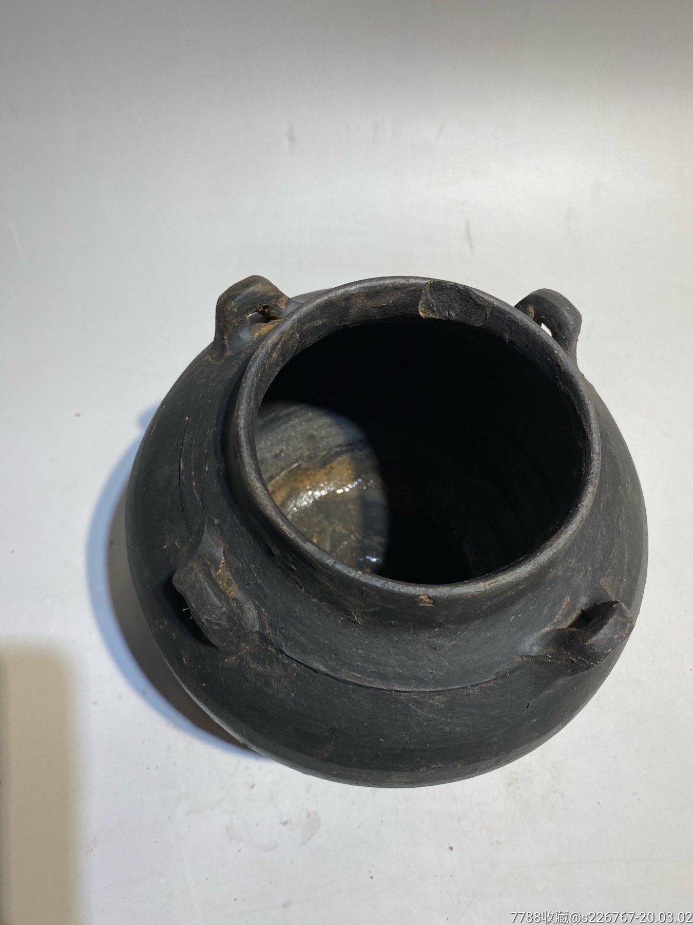古玩陶器高古陶瓷汉代黑陶罐