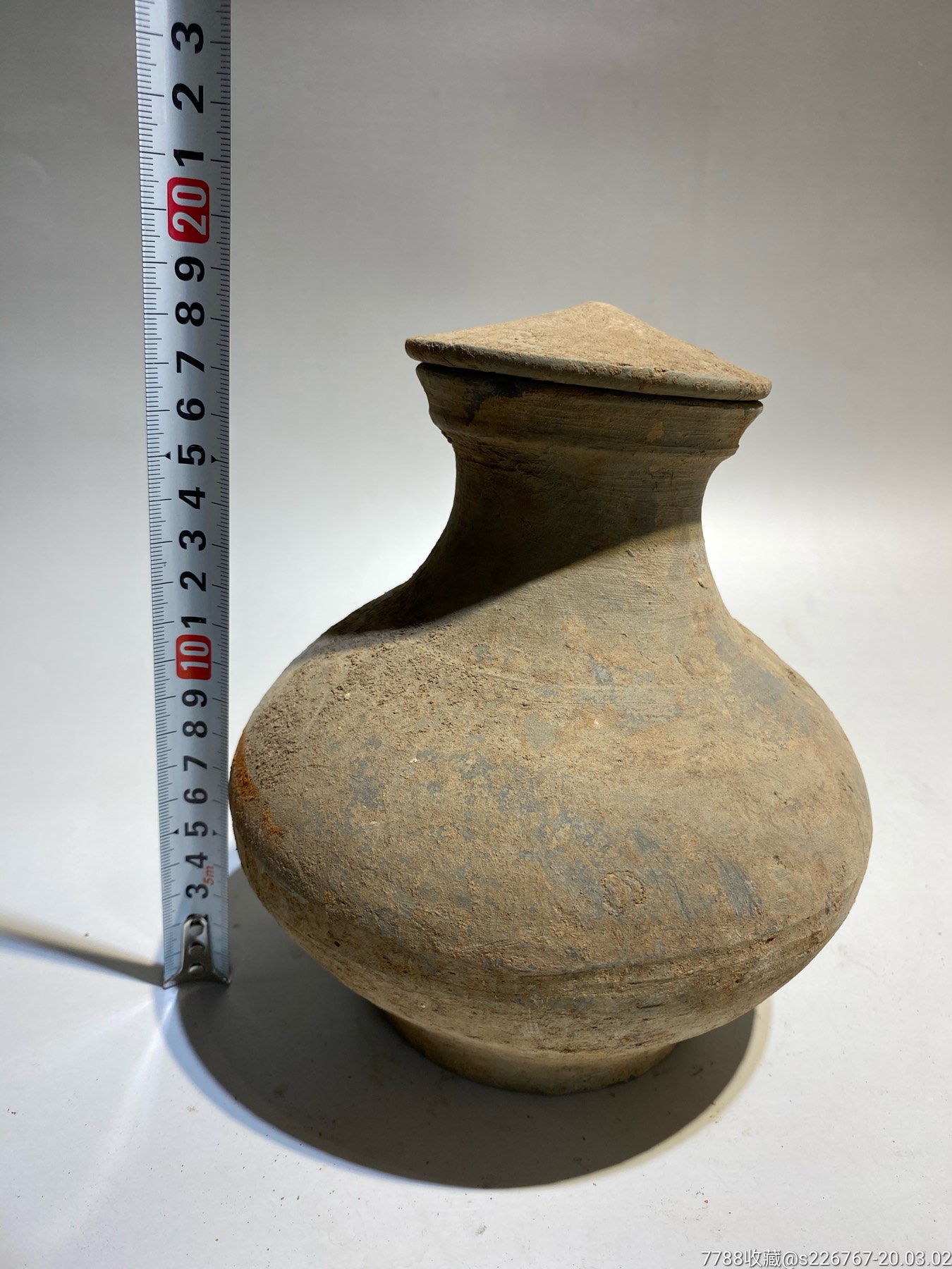 古玩收藏古董高古陶瓷汉代灰陶瓶