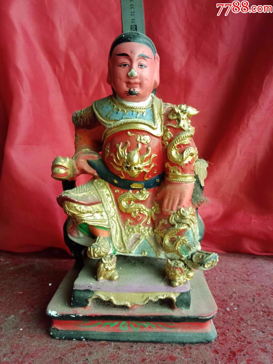 椅子一侧龙头伤香樟木雕刻人物田公元帅神像菩萨佛像俩小辫子