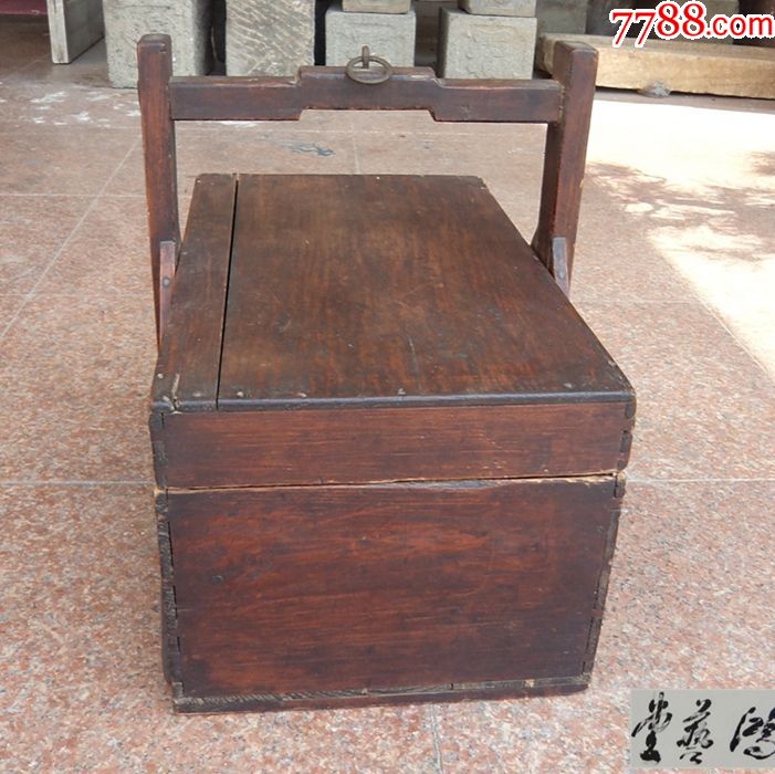 清代民国大提盒古董木艺木雕提梁箱子古玩杂项老民俗家具食盒收藏