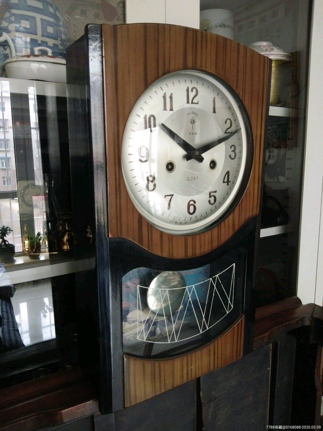 文革时期七八十年代北极星牌15天老挂钟老钟表机械上弦老式钟表