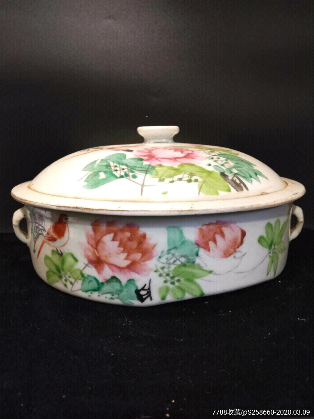 古玩瓷器花鸟一品锅