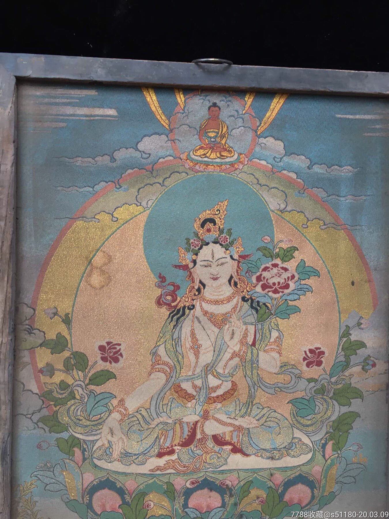 老木胎丝绸唐卡,高96厘米,宽67厘米