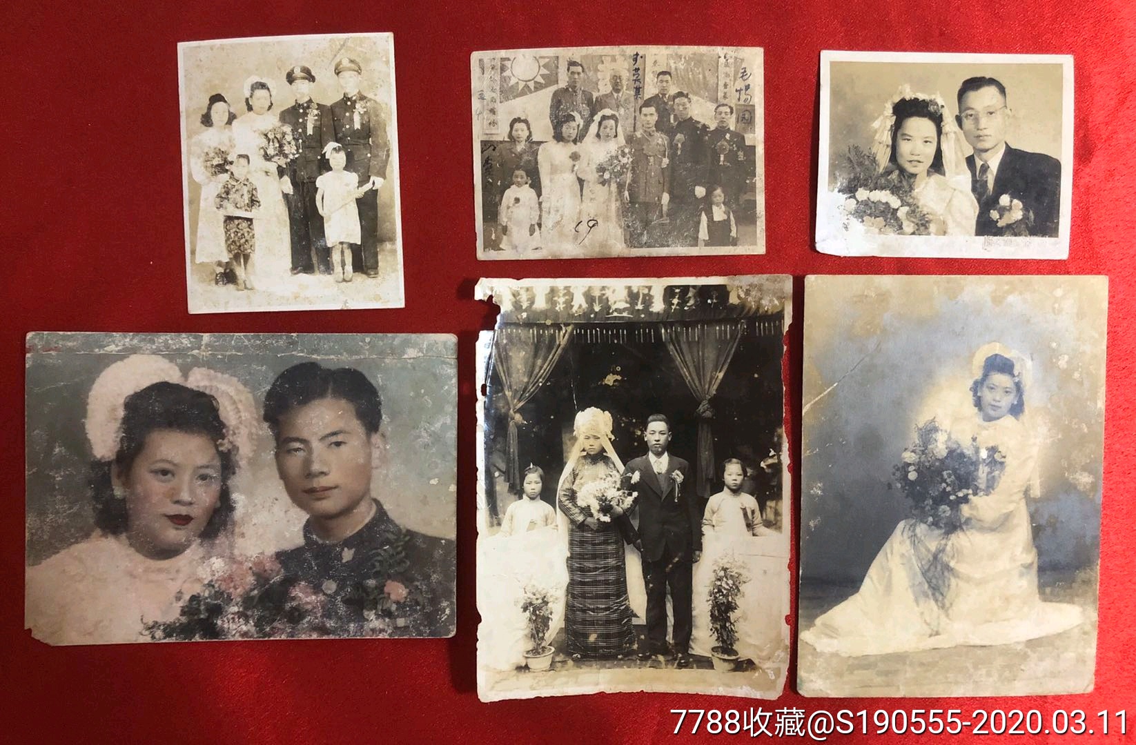 民国-1950年国民党结婚照老照片6枚其中有国民党少将毛惕园