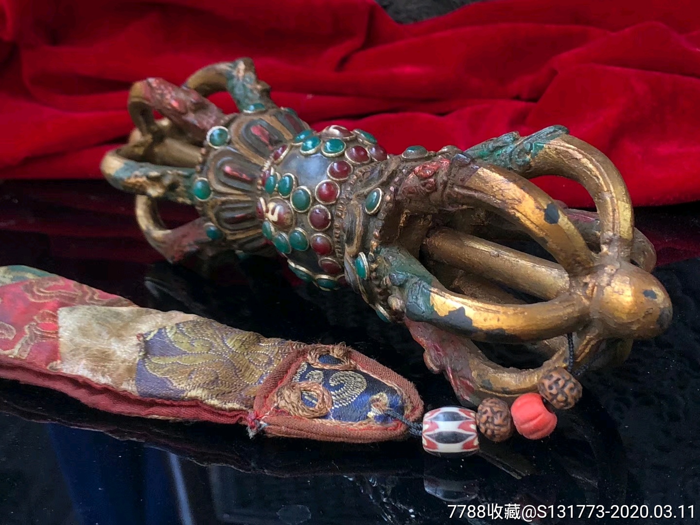藏传佛教法器九股降魔杵品相如图实物拍照纯铜材质纯手工攒刻暗花