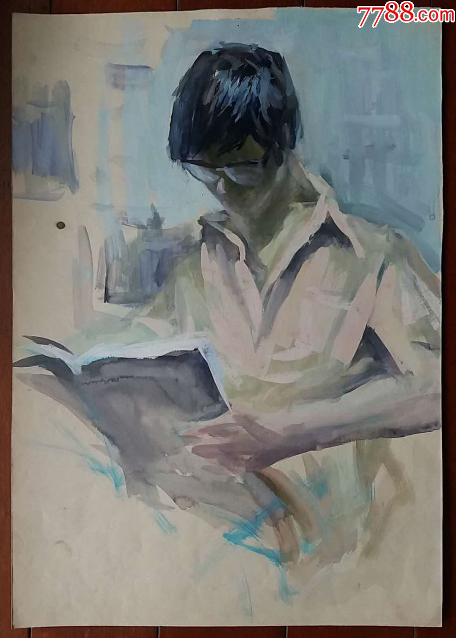 《读者》人物水粉画一张