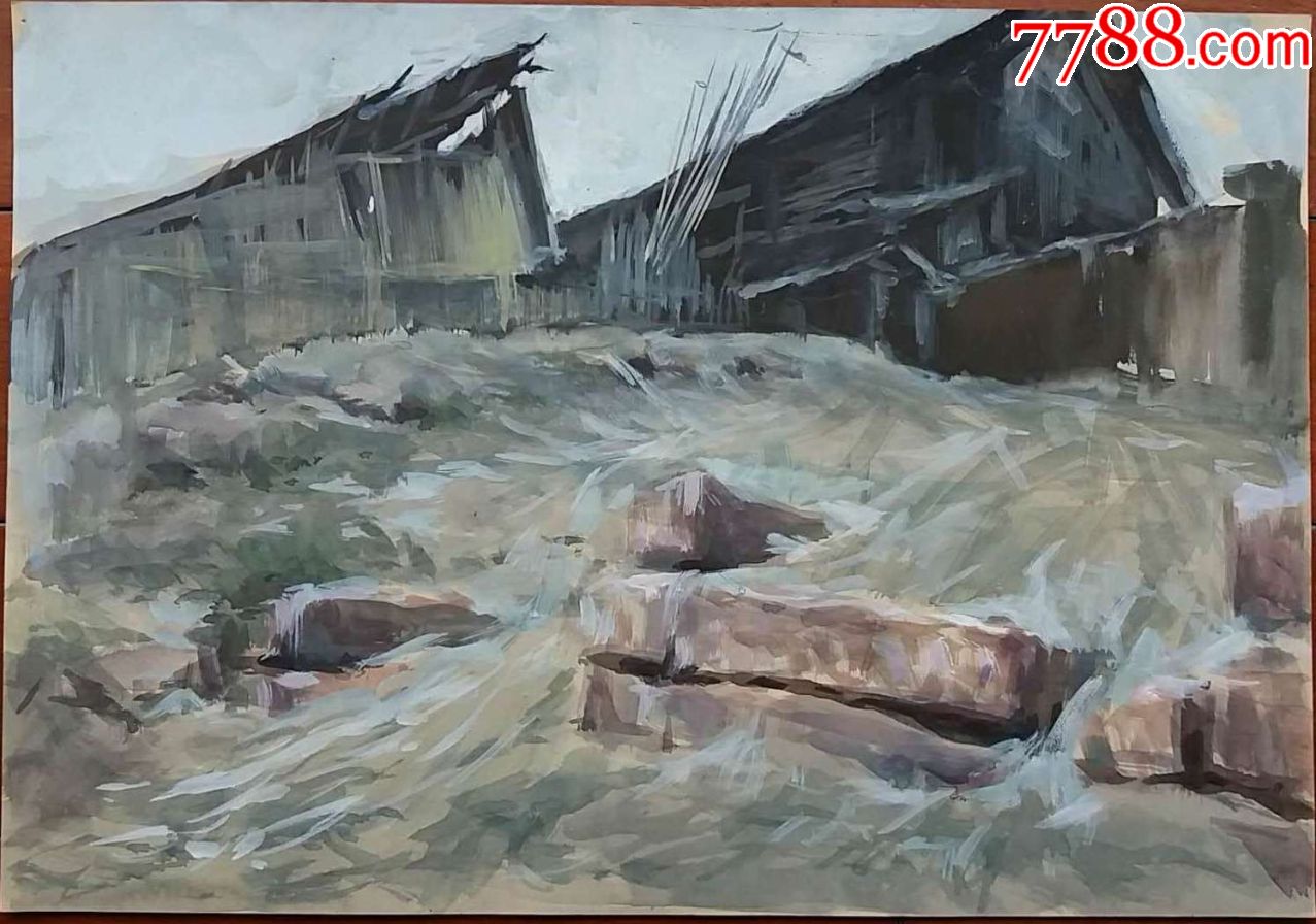 建筑风景水粉原画1张