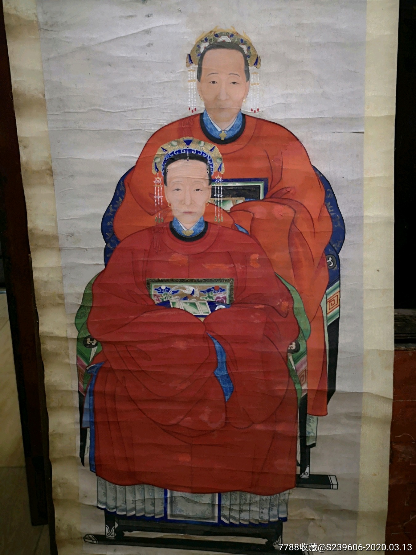 两张清代祖宗画一对夫妻画