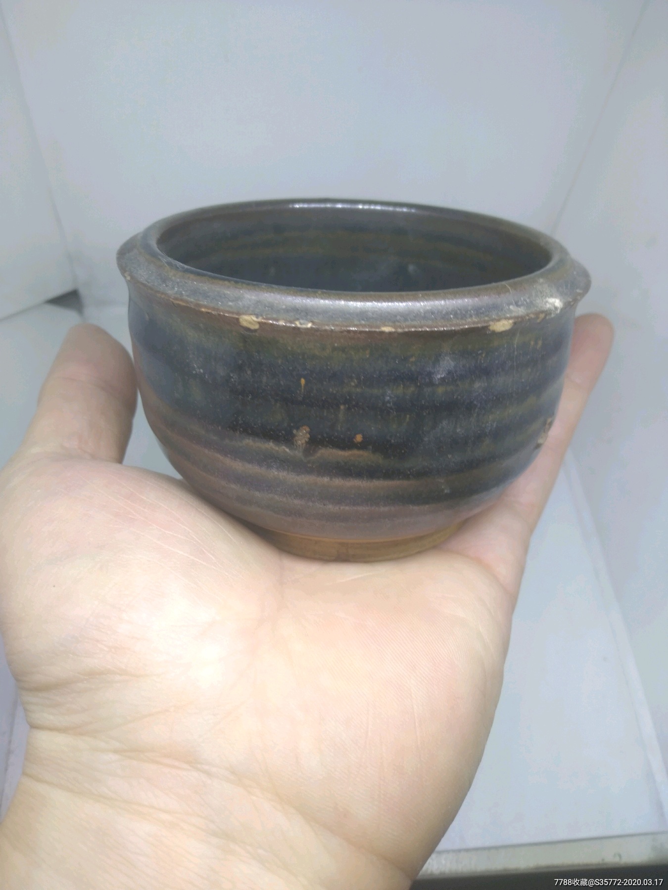 清代,老窑香炉,有暗冲线,-酱釉瓷/紫金釉-7788收藏