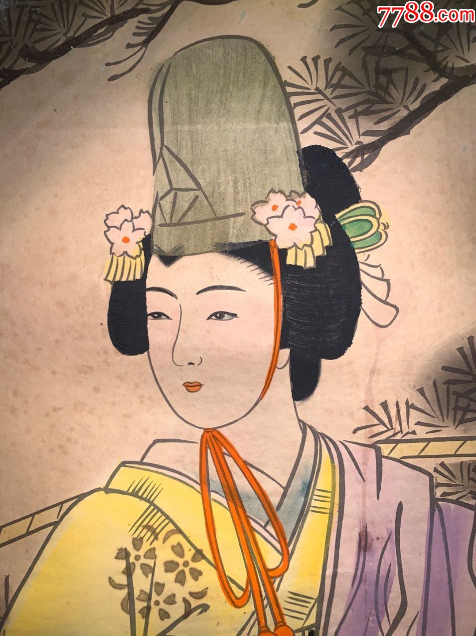 担水女日本回流字画书房中堂民清茶室挂轴真迹肉笔画