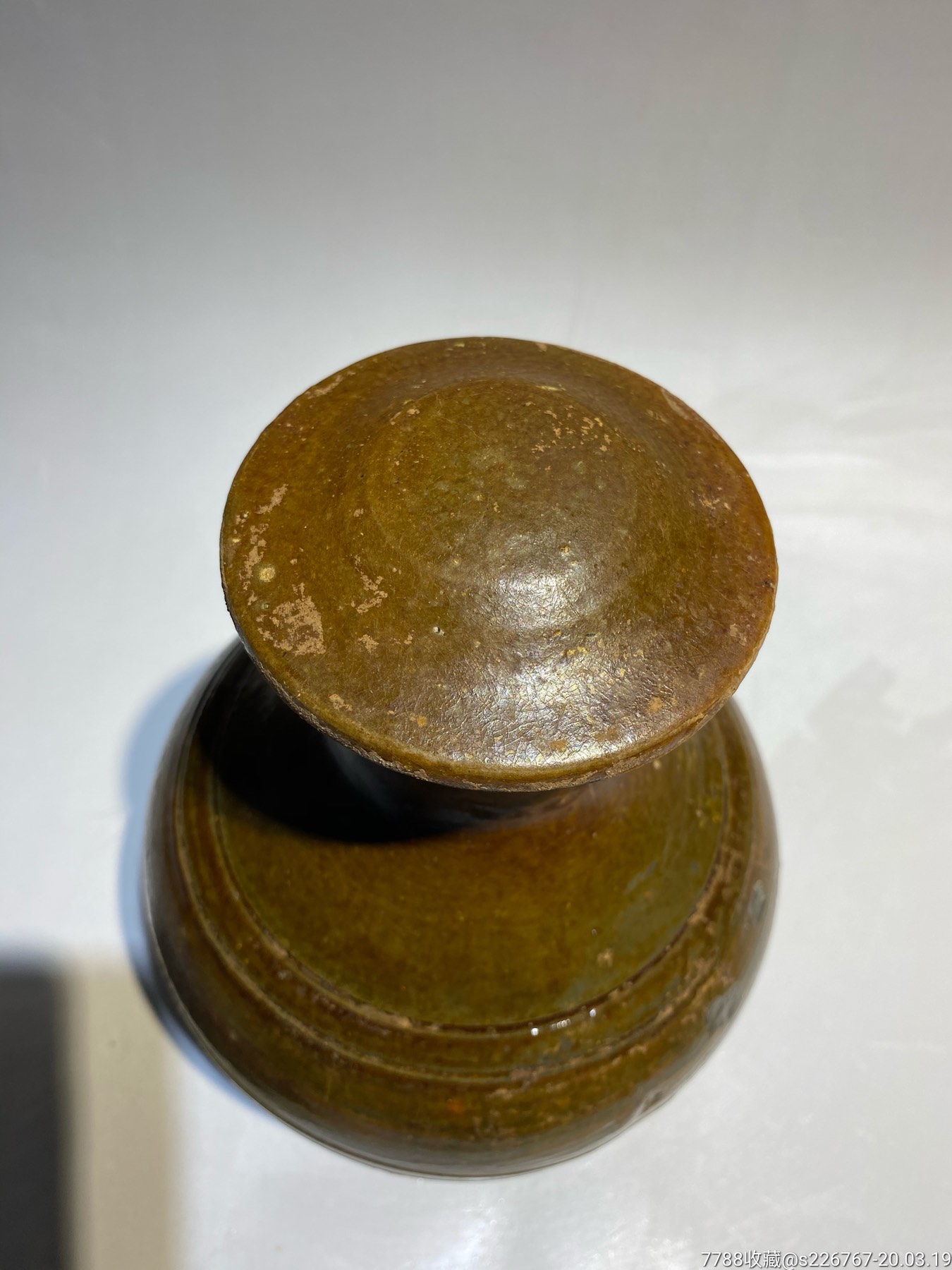 古玩陶器古董汉代绿釉陶瓶陶壶