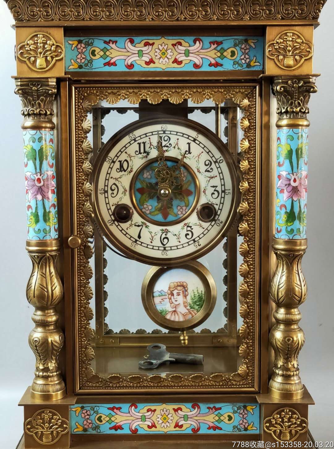 1882年欧洲回流西洋景泰蓝古董钟表