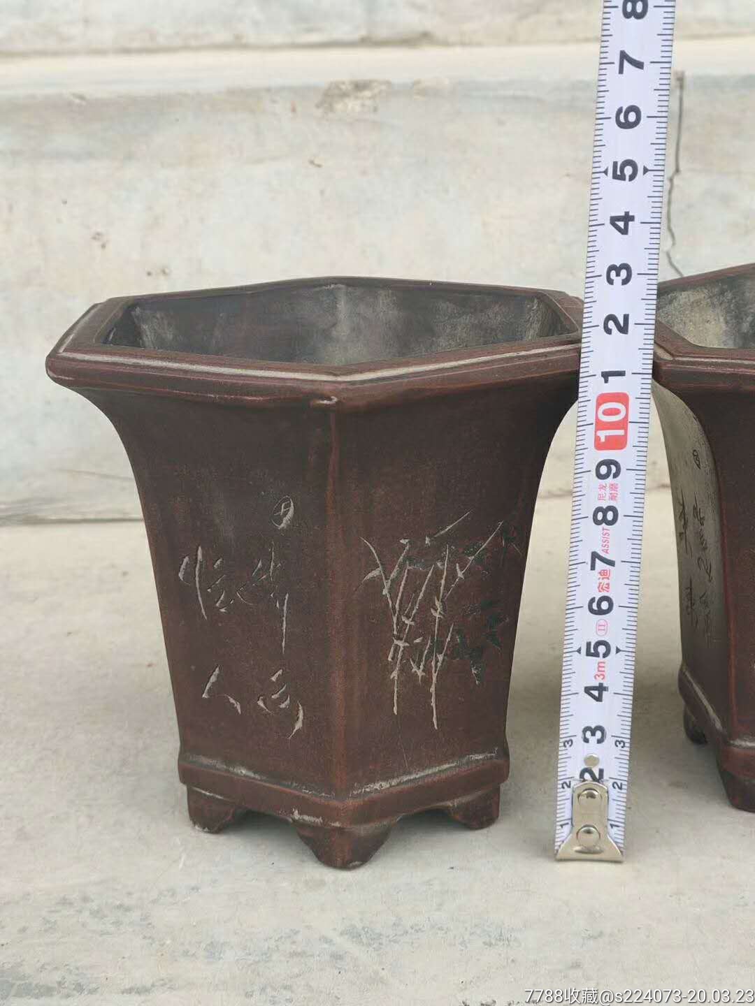 下乡偶得老紫砂花盆一对,全品.-其他紫砂-7788收藏