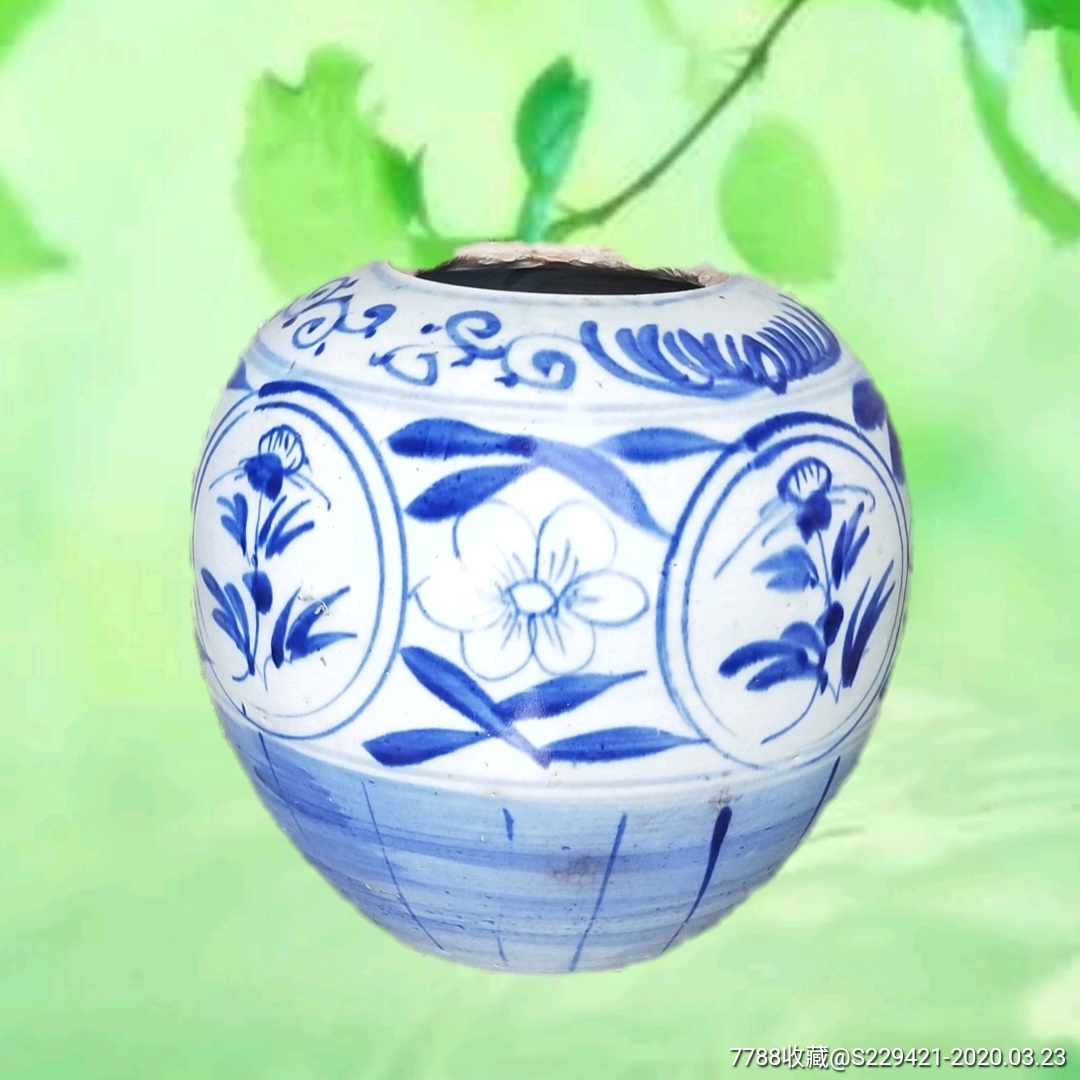青花瓷罐清代手工陶瓷坛子摆件