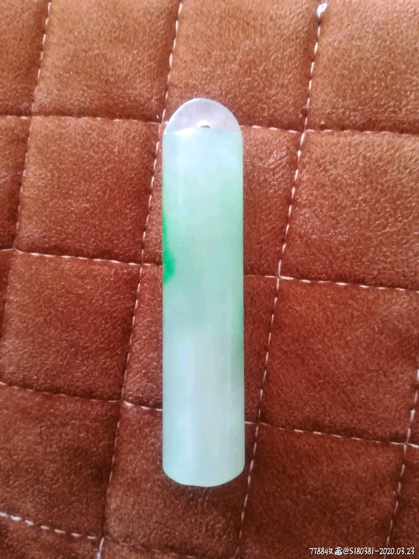 缅甸翡翠翎管复古翡翠翎管缅甸玉吊坠阳绿色老翡翠翎管定戴花翎翎管