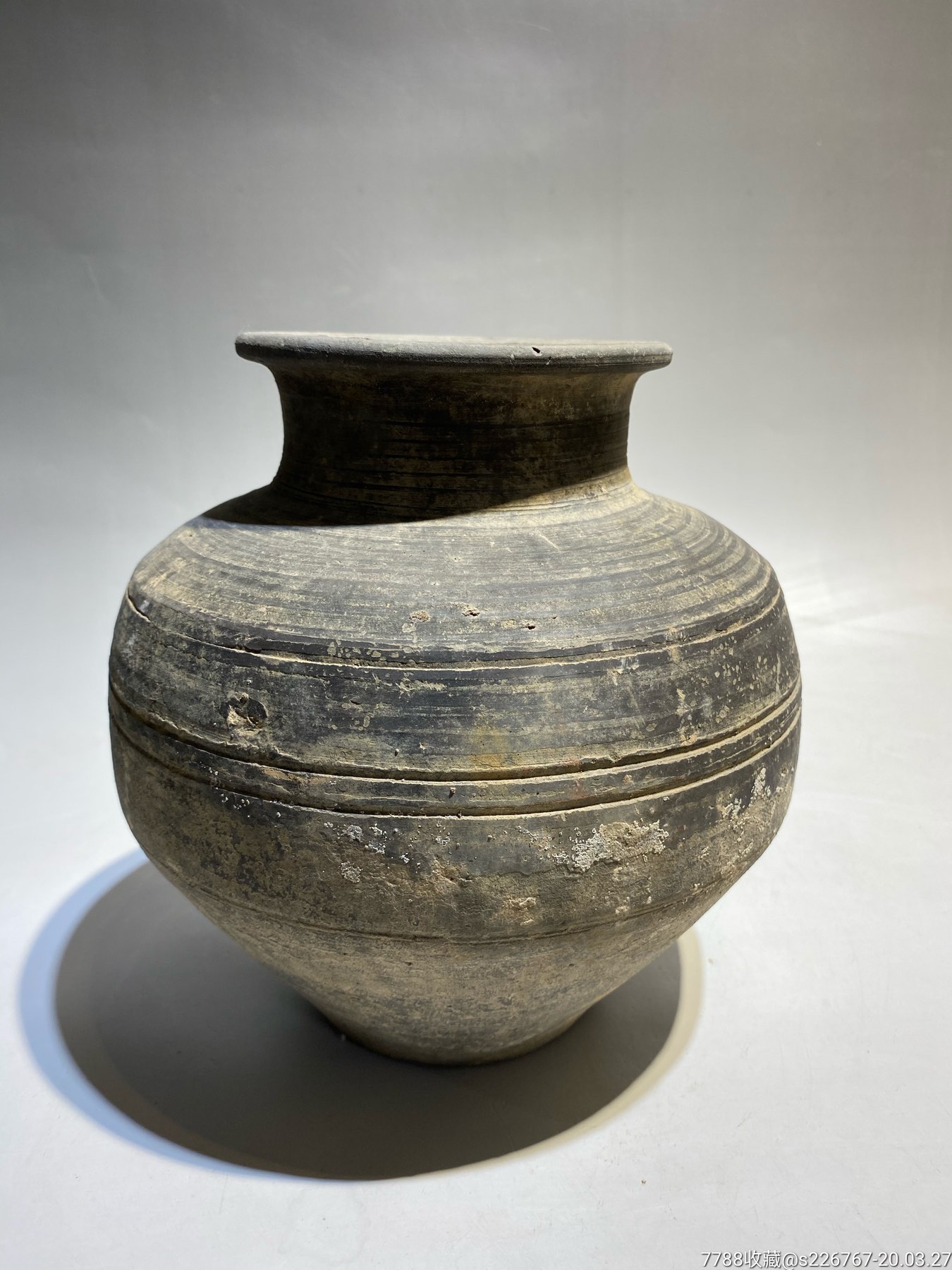 古玩陶器古董高古陶战汉陶罐