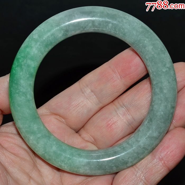收藏几十年清代天然花青老坑飘花正阳绿翡翠富贵圆满女款圆手镯