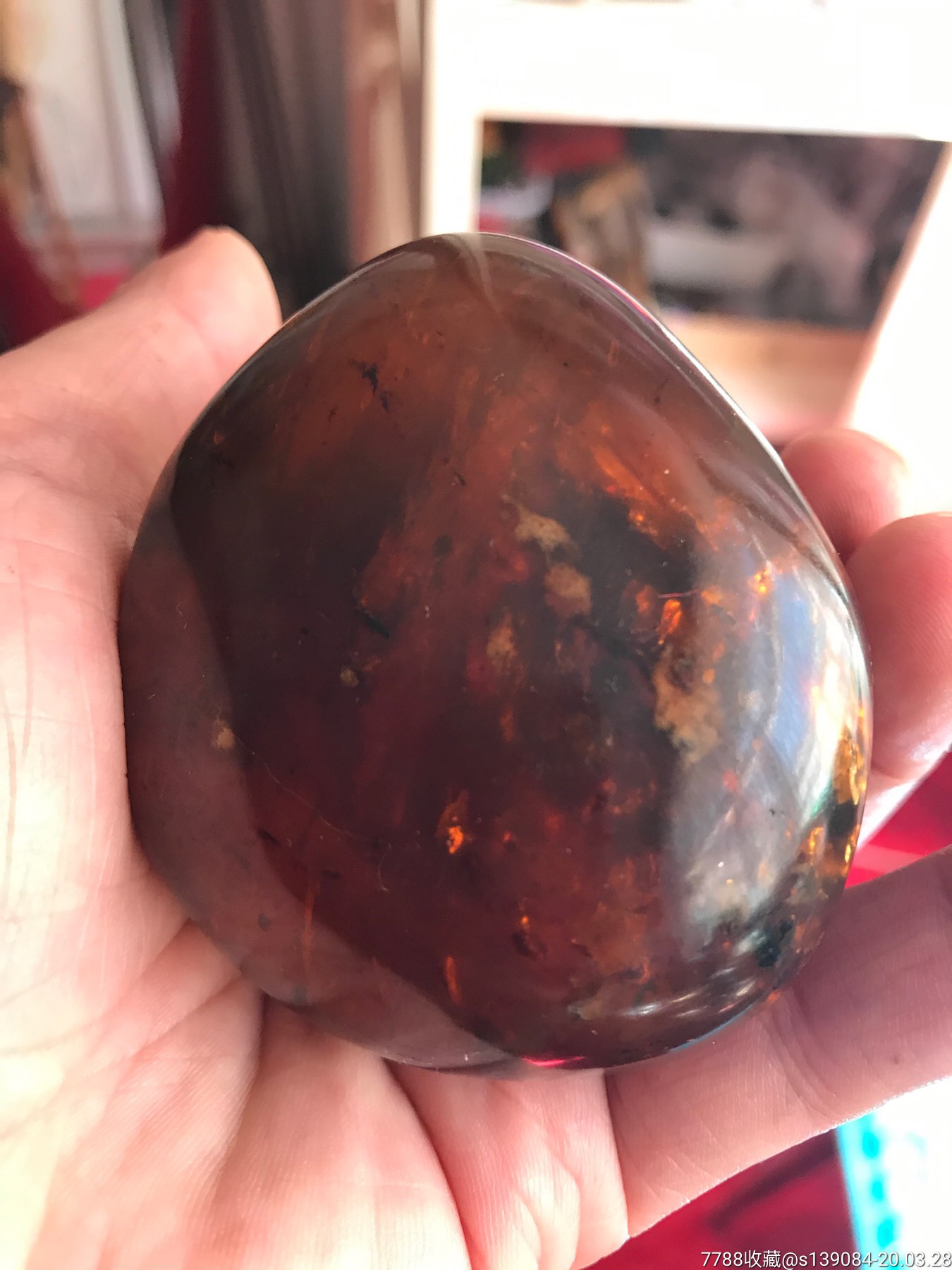 缅甸琥珀大原石,75克,包真