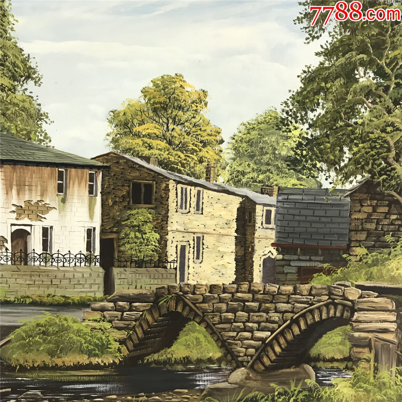 约翰劳式西洋古董油画1980年代英国画家williamhobson手绘原稿风景