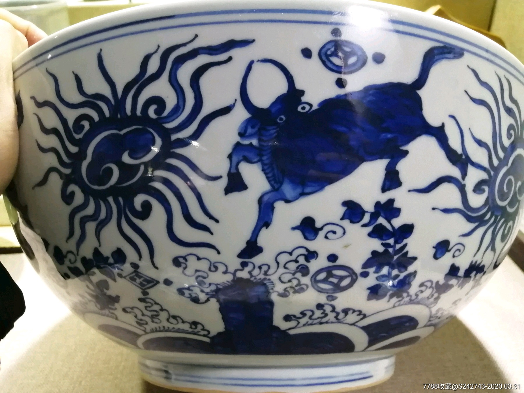 明万历海八怪青花大碗_青花瓷_越千年古玩店【7788