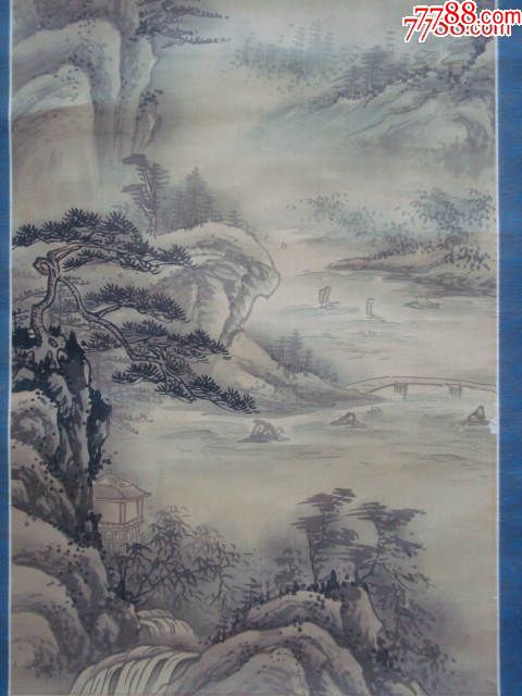 名家字画作品——刘颖(老绢本山水)国画作品{可议价}