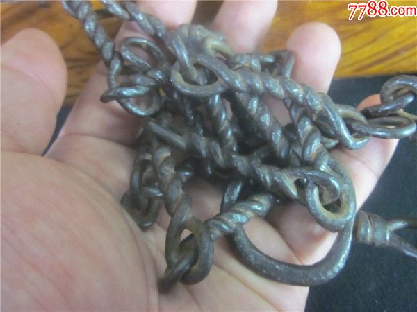 老式铁质麻花股老式铁质铁锁链民俗老物品.