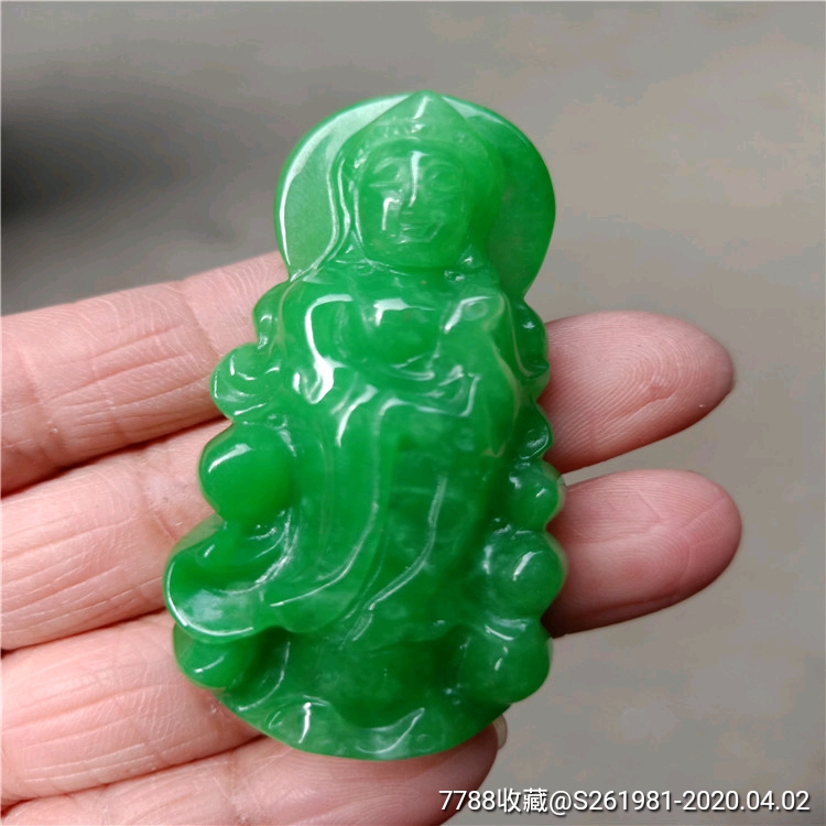 石缅甸玉翡翠干青观音吊坠挂件铁龙生翡翠挂6