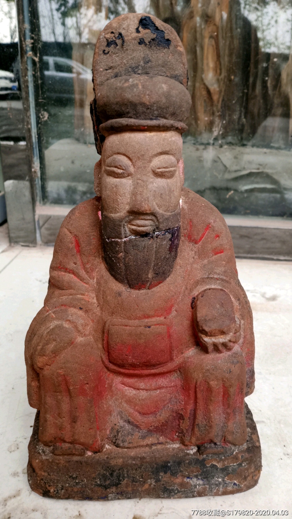 明代清代石雕财神像老石雕老佛像土地公像