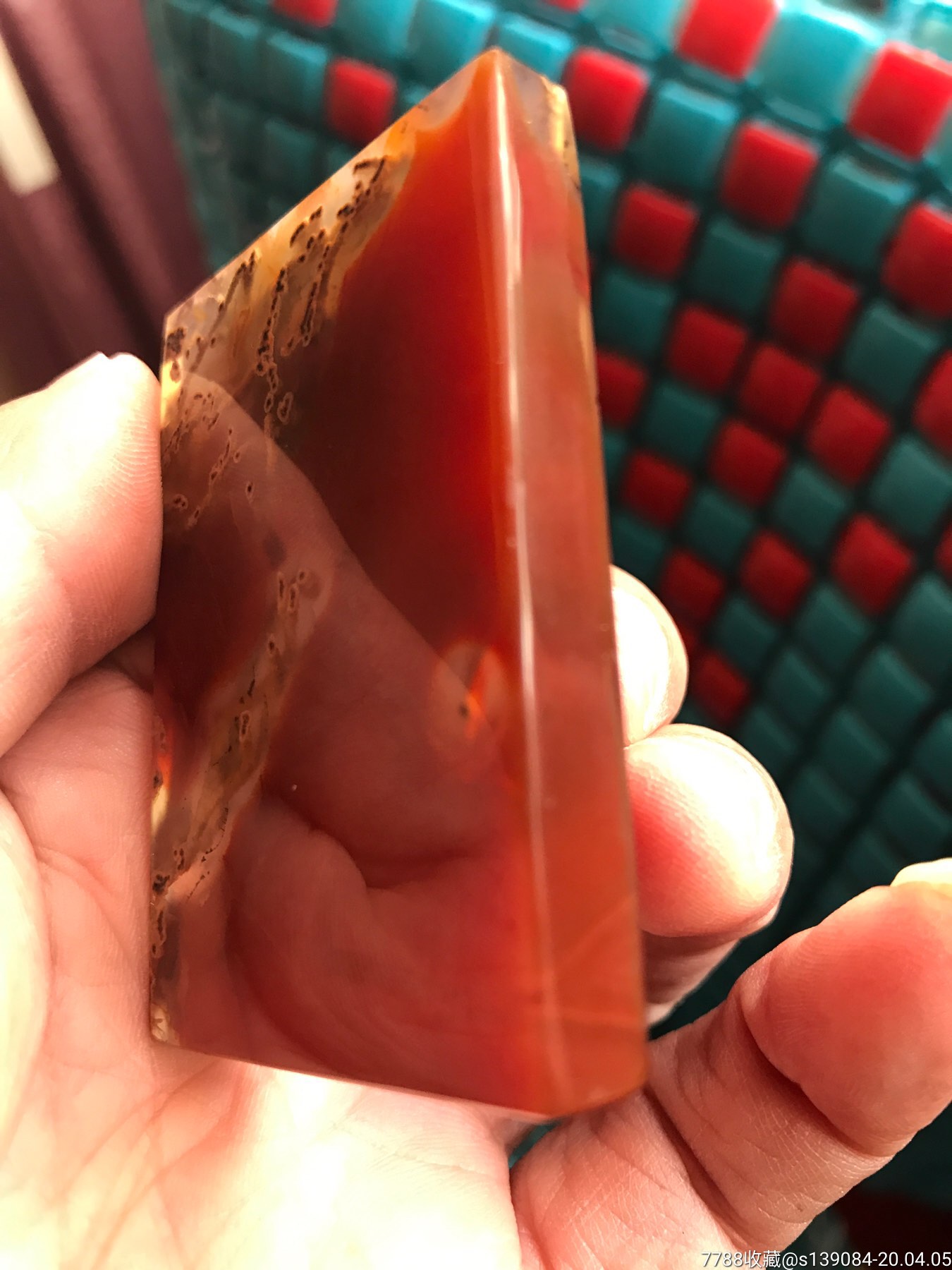 天然红油水草玛瑙牌子,包真