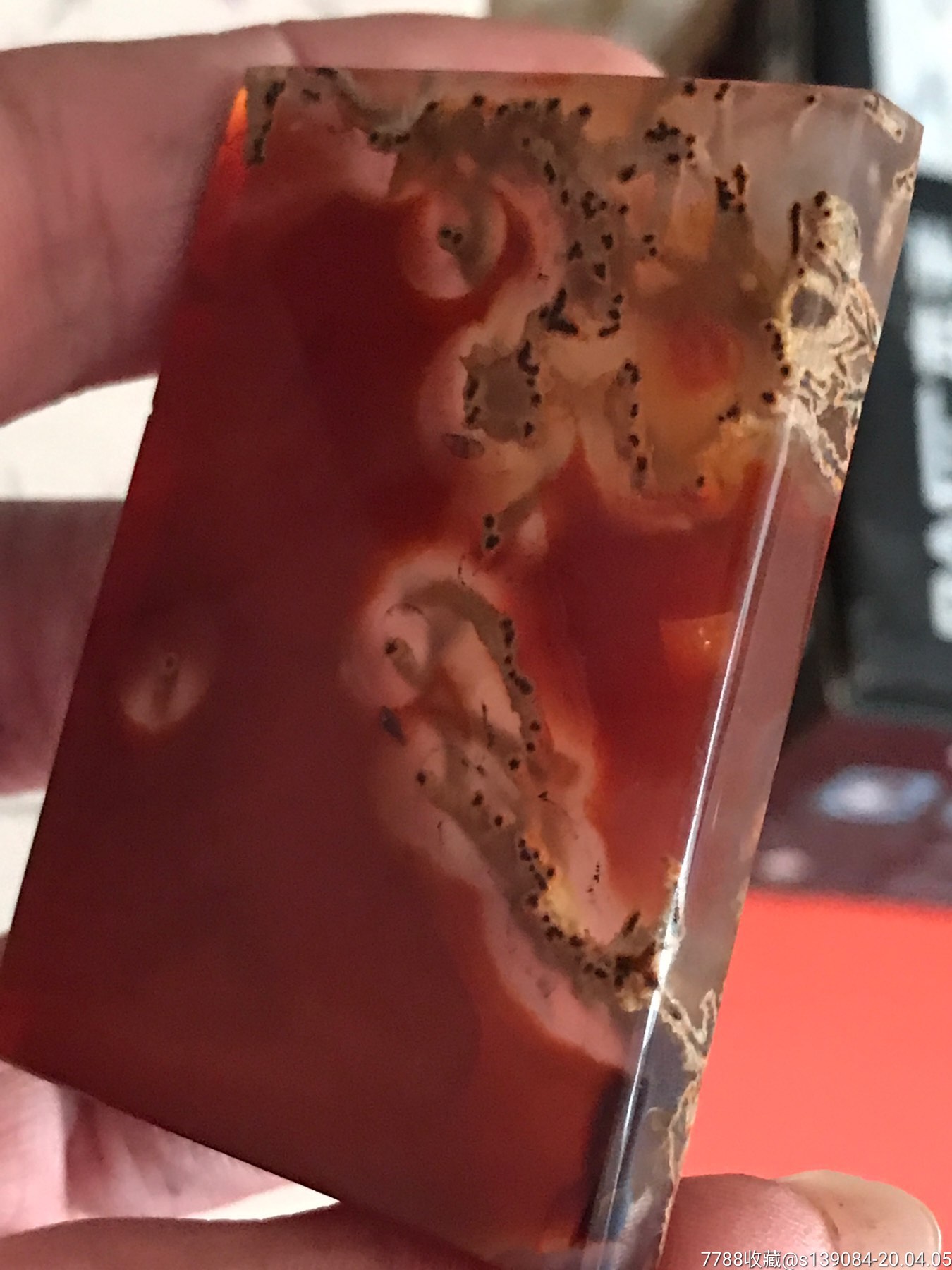 天然红油水草玛瑙牌子,包真