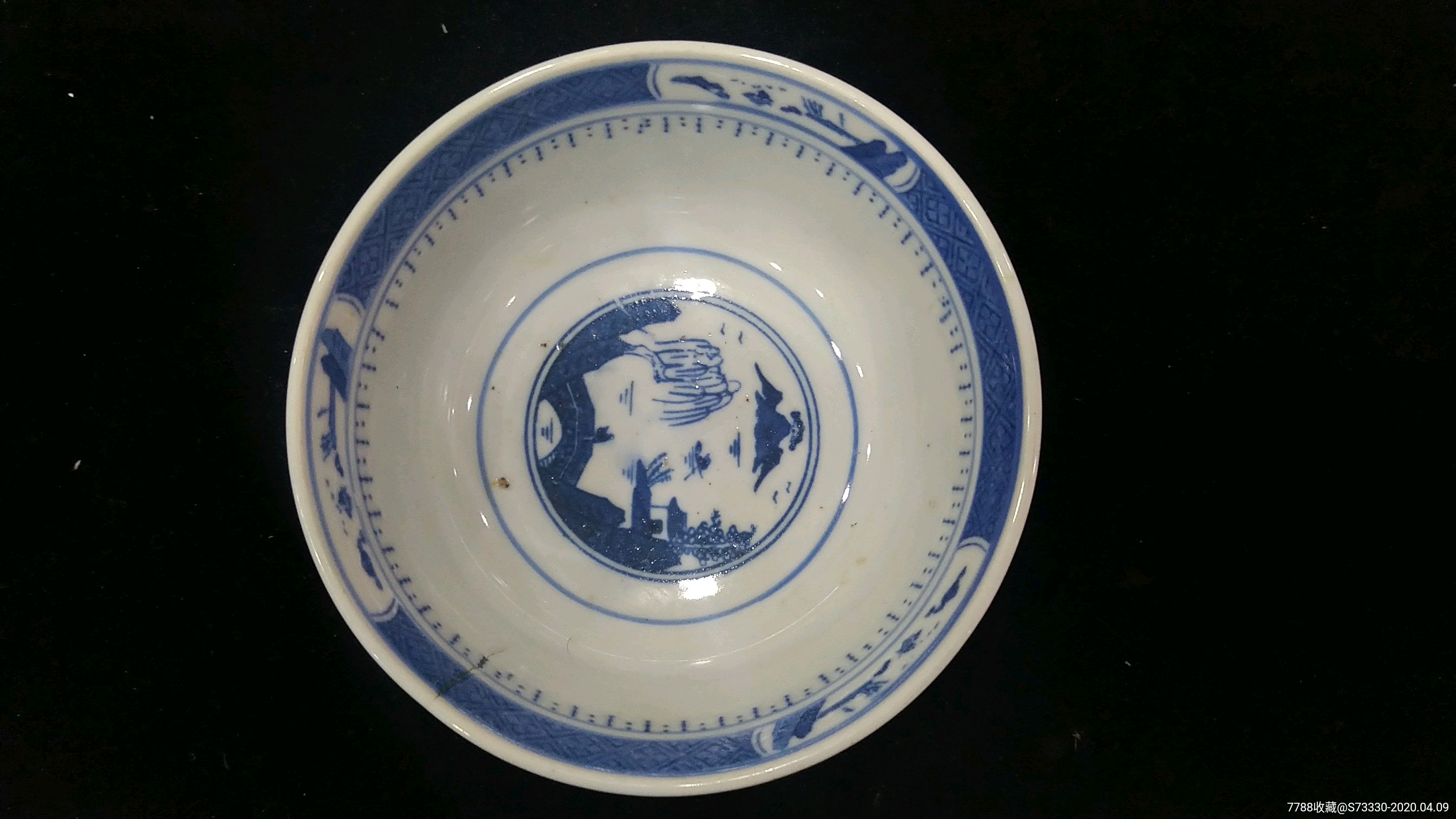 567瓷器,七八十年代人民瓷厂青花梧桐小碗,画工精湛