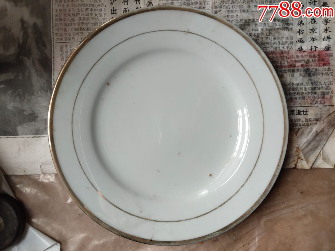 60年代景德镇印线三角圈金款盘子5个