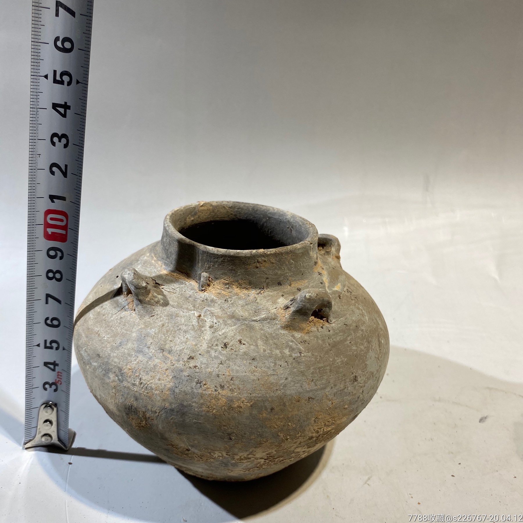古玩陶器古董汉代四系陶罐