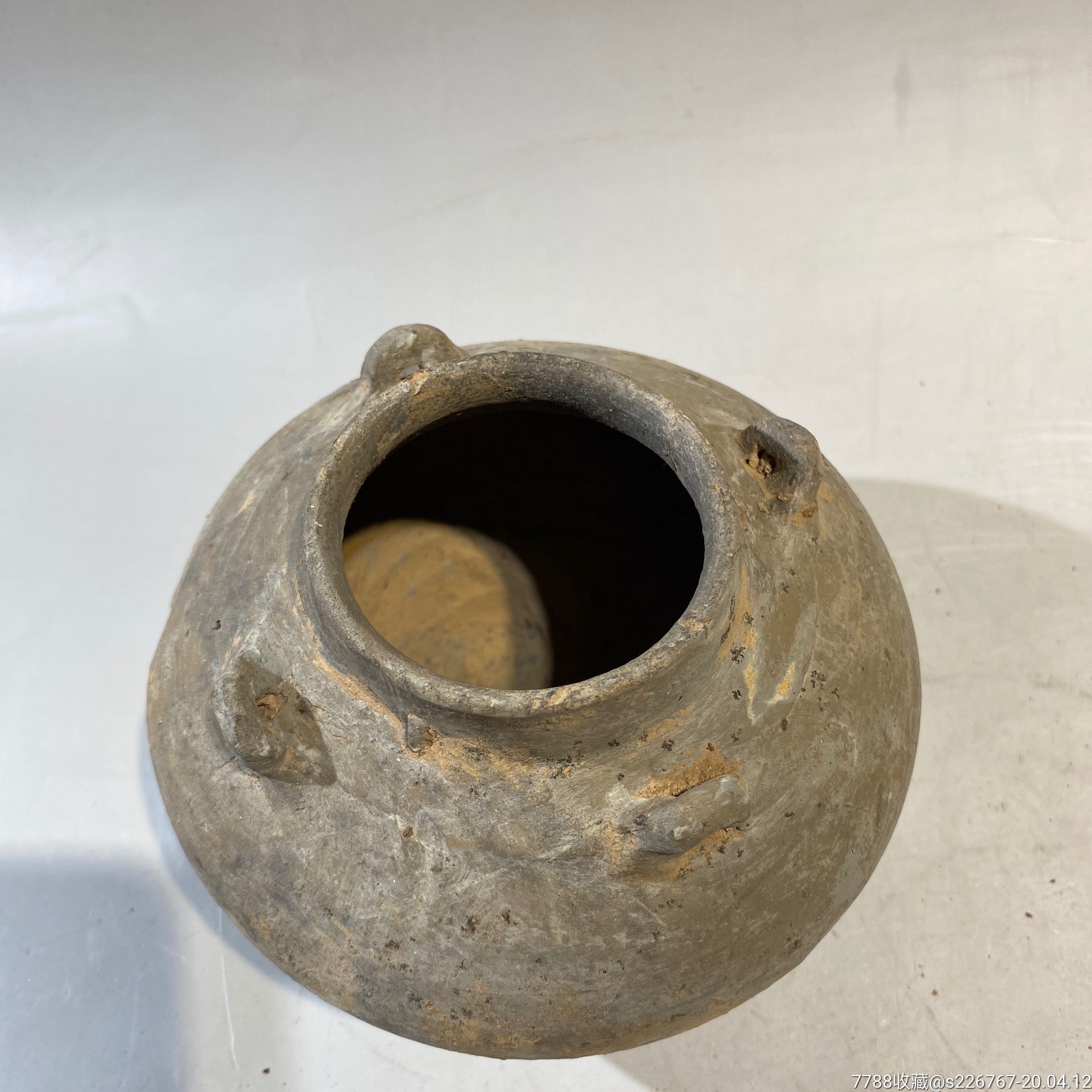 古玩陶器古董汉代四系陶罐