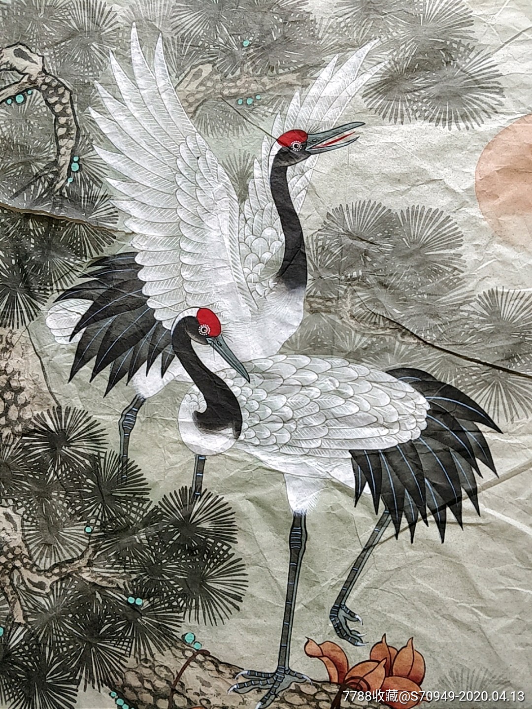 工笔画精品,《松鹤延年》