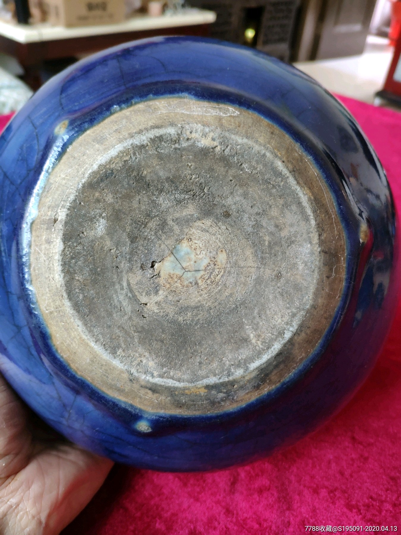 清代瓷器霁蓝釉香炉钵