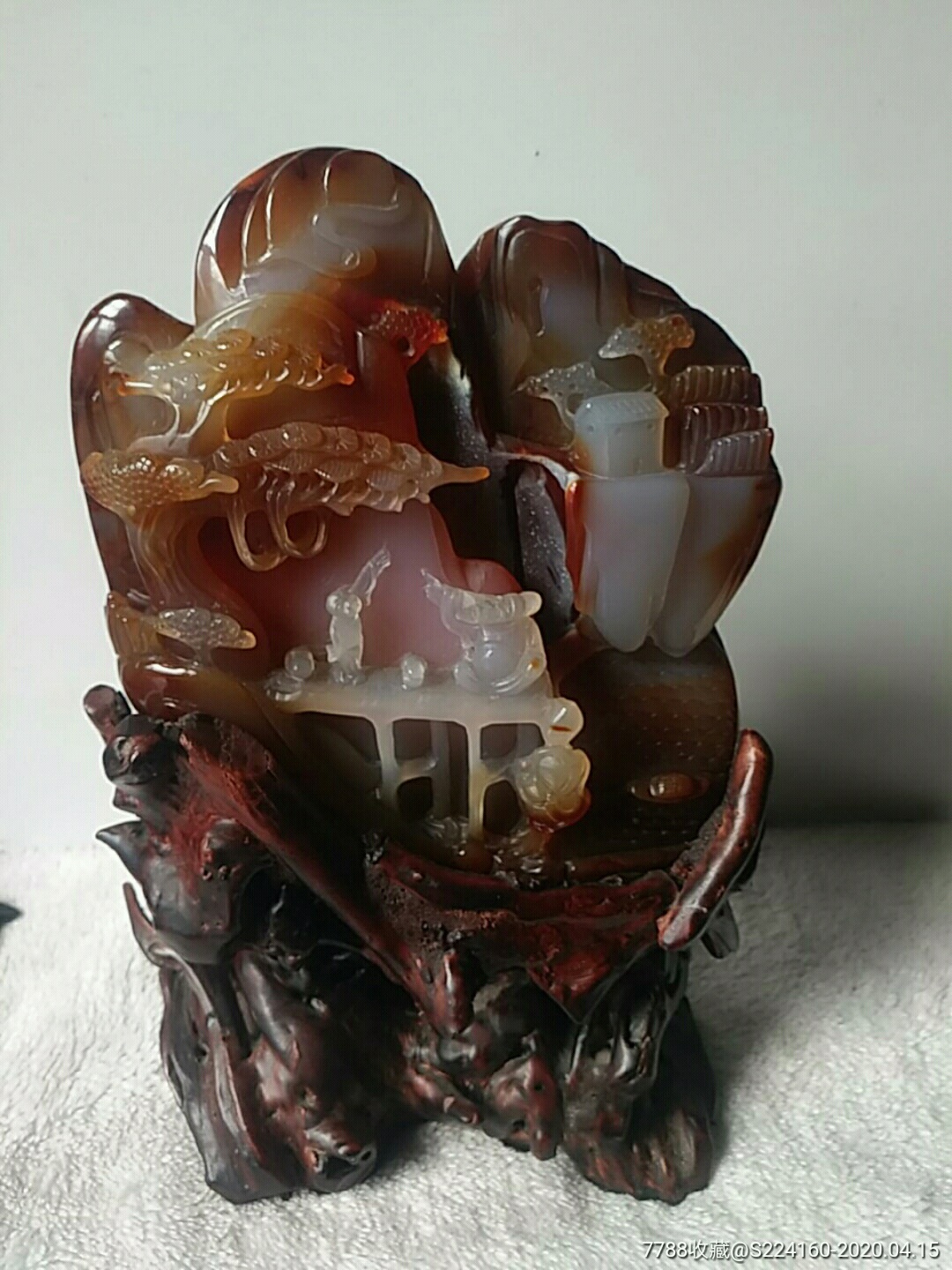 玉髓级玛瑙摆件山水图