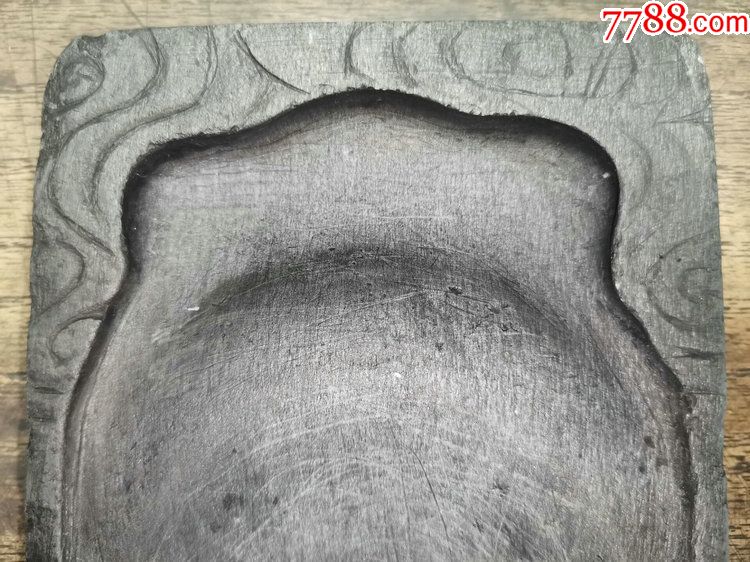 清代传世文房砚台歙砚玉山罗纹砚雕刻卷云纹古砚台