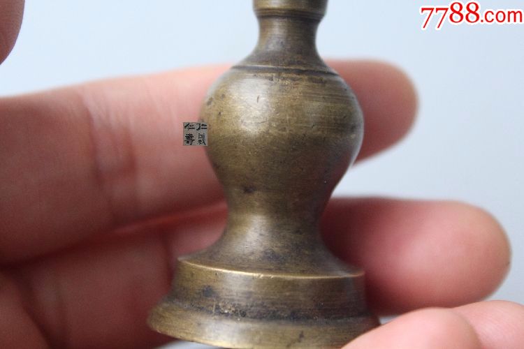包老古代老铜器收藏民国黄铜袖珍烛台蜡台民间古董传世文物保真_价格