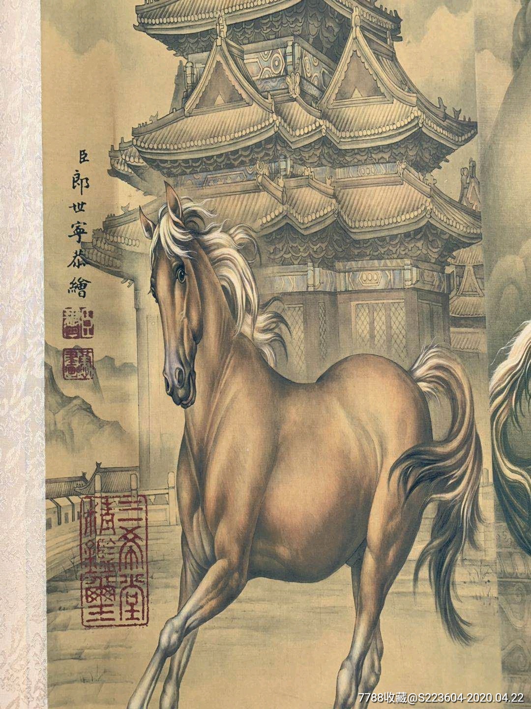 清代名家手绘长卷画《八骏图》,画工精细,品相完好,张家8655233556662