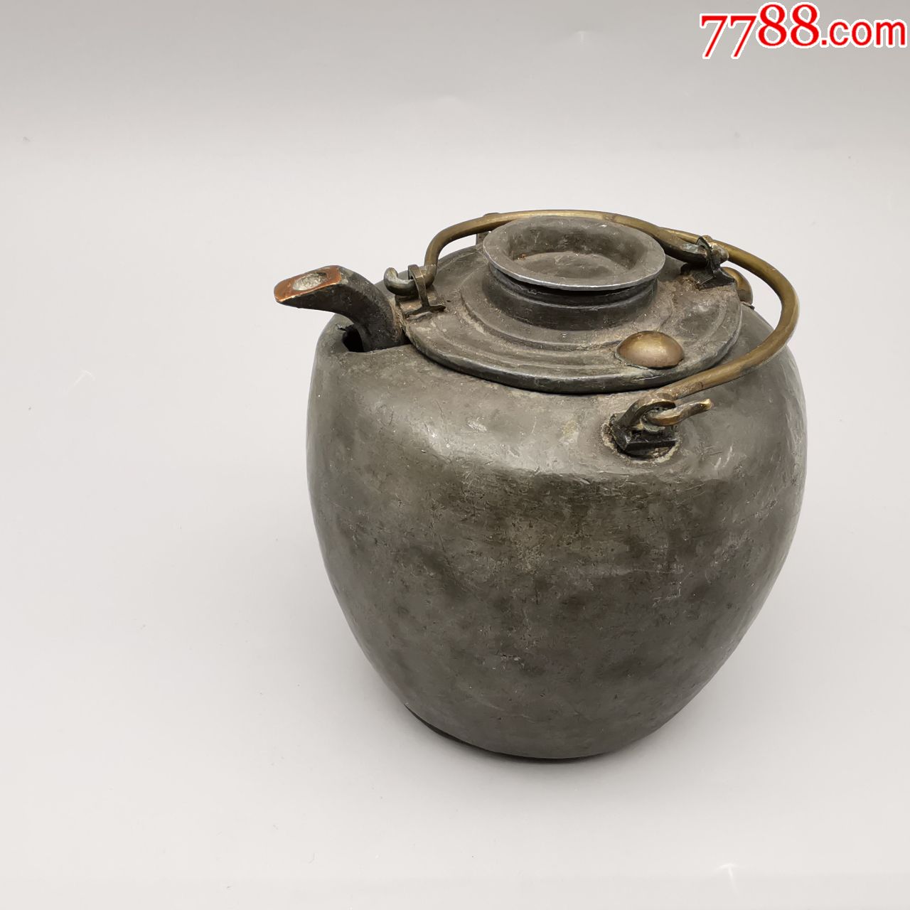 清代带款白锡壶温酒器套壶锡酒壶李永泰造款古玩老锡器锡制品