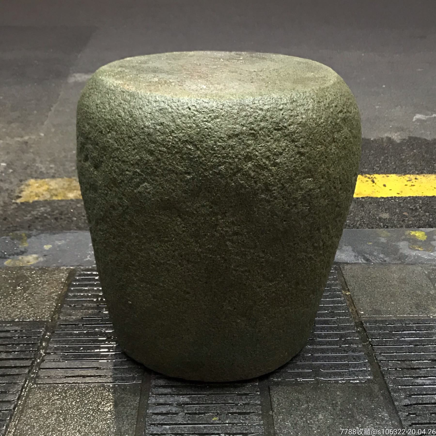 明代闽南绿豆青青石鼓开门老货