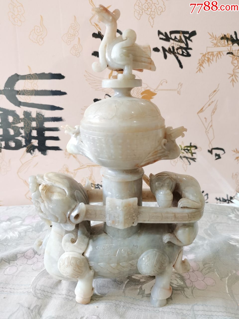 和田白玉摆件***